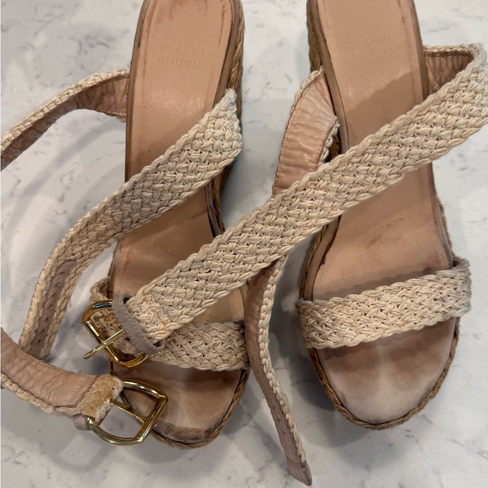 Elegant Beige Woven Strap Sandals